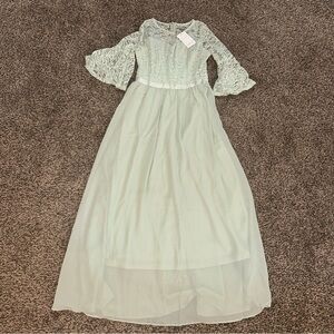 Elegant Mint Green Lace Dress